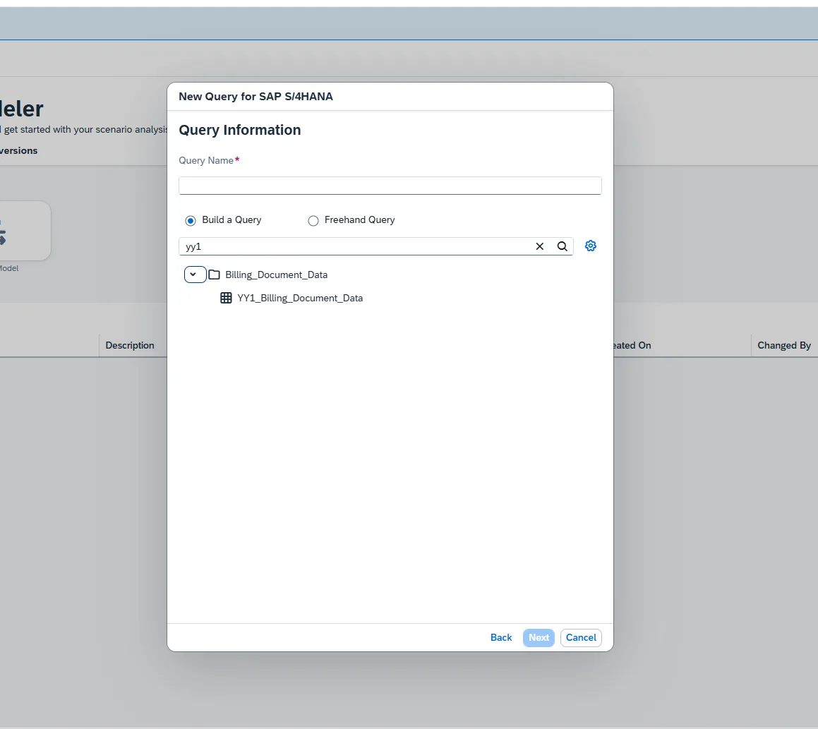 Custom CDS view YY1_BILLING_DOCUMENT_DATA_CDS available in SAC Modeler